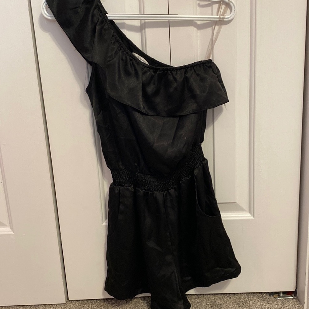 Black one shoulder romper